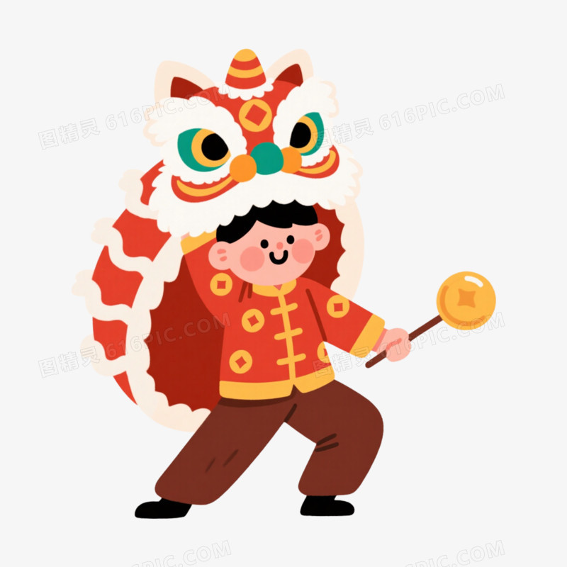 新年舞狮免抠元素