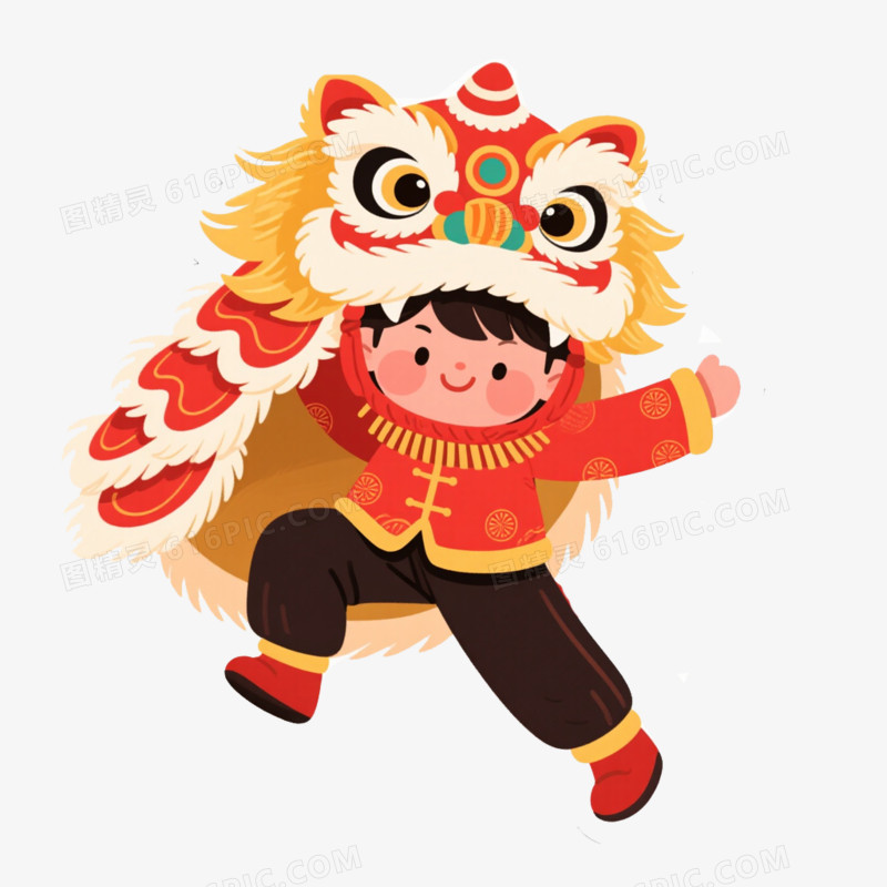新年舞狮免抠元素