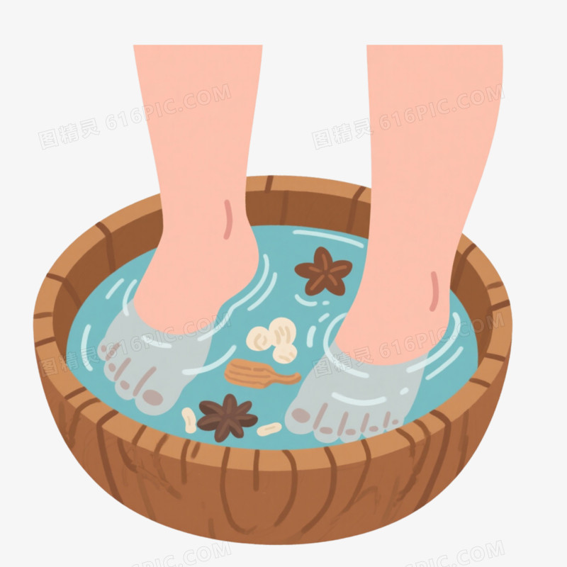 冬季养生足疗足浴泡脚免抠元素