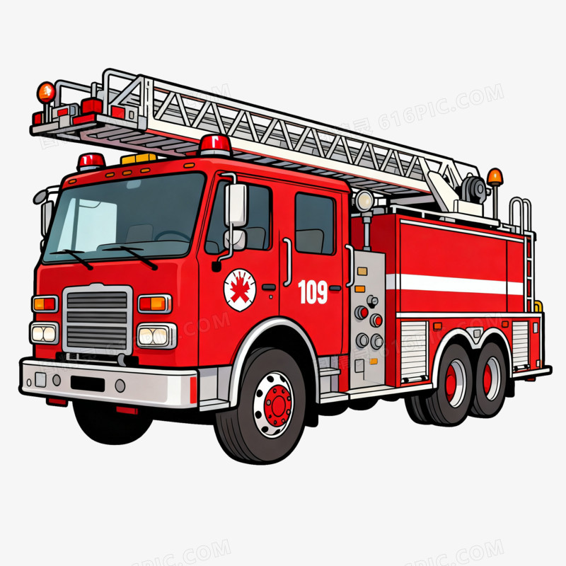 卡通消防车免抠元素