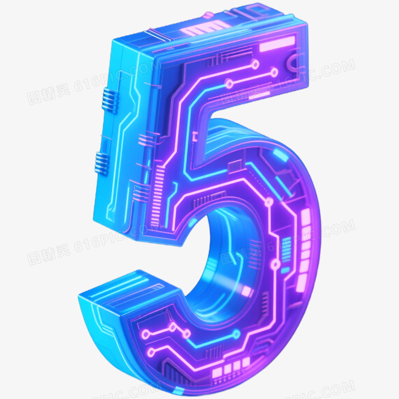 3D立体艺术字荧光倒计时数字