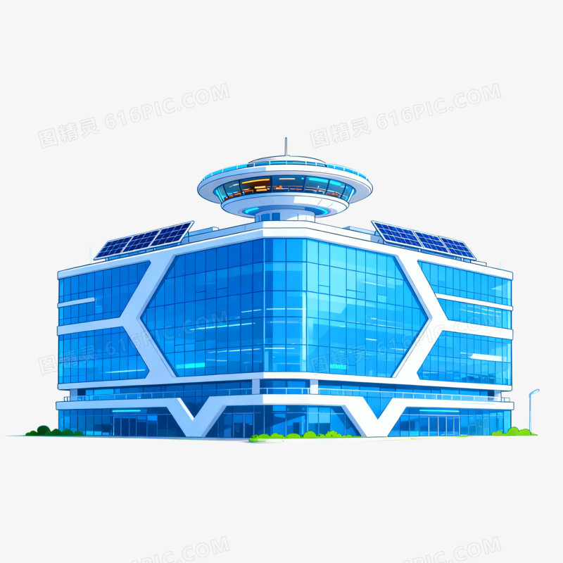 卡通手绘办公楼免抠元素