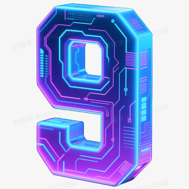 3D立体艺术字荧光倒计时数字