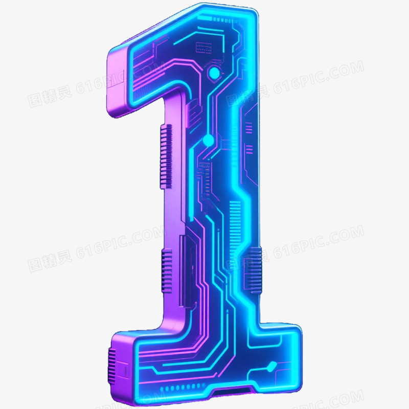 3D立体艺术字荧光倒计时数字