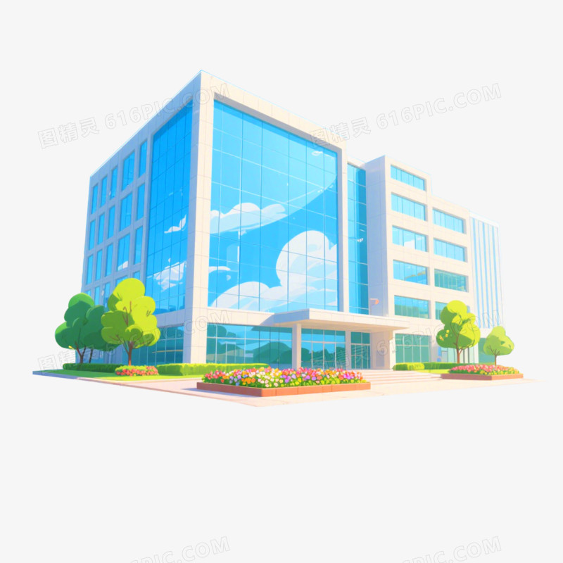 卡通手绘办公楼免抠元素