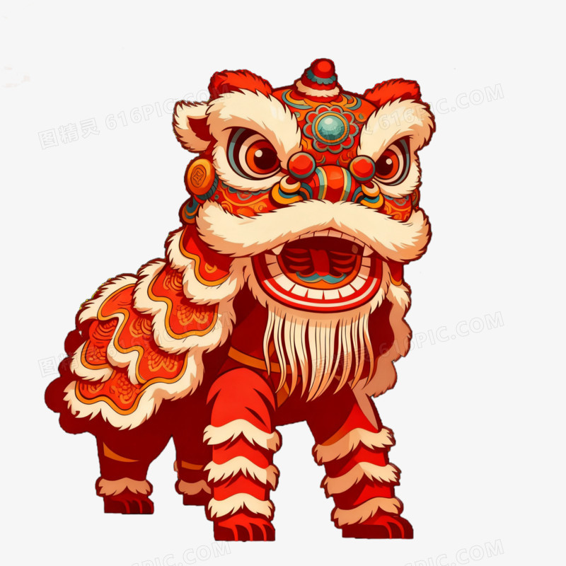 卡通风春节舞狮免抠元素