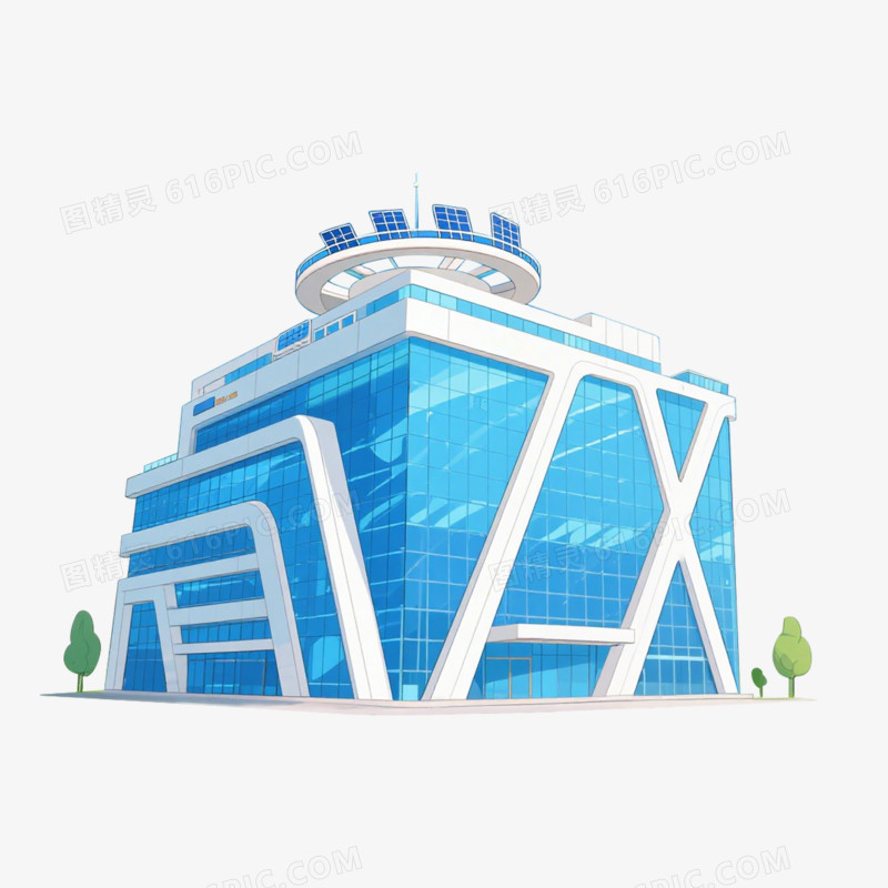 卡通手绘办公楼免抠元素