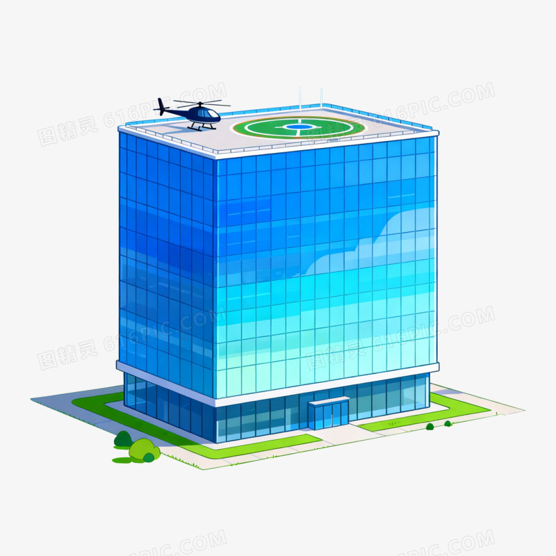 卡通手绘办公楼免抠元素