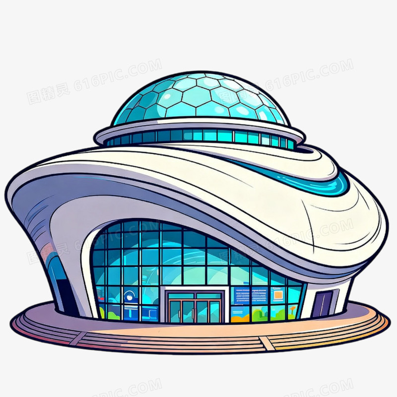 卡通风科技馆建筑免抠元素