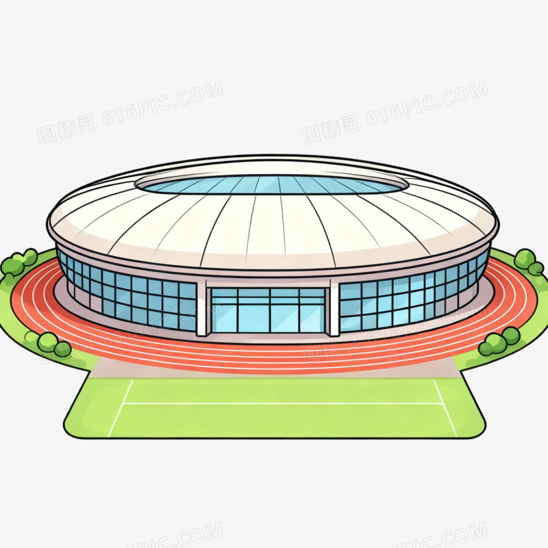 卡通风体育馆建筑免抠元素