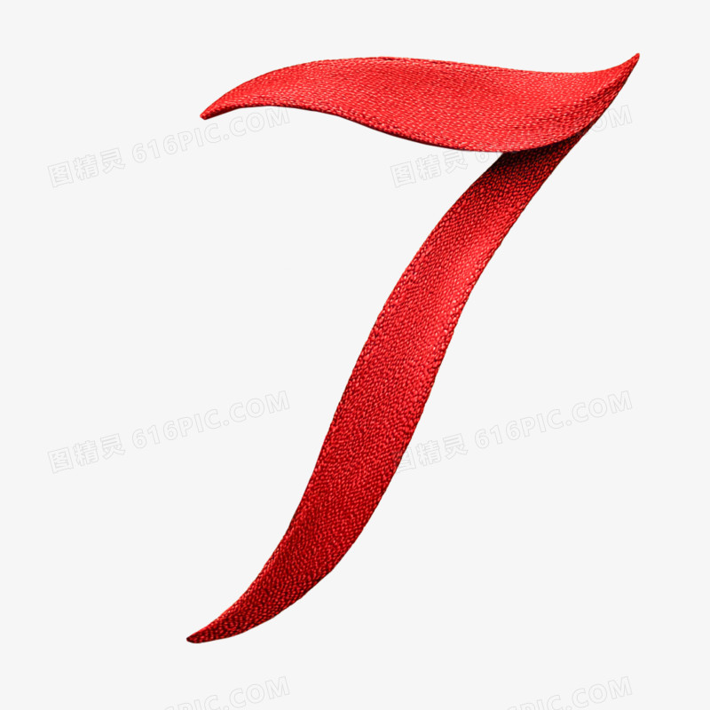 卡通手绘丝带创意数字7免抠元素