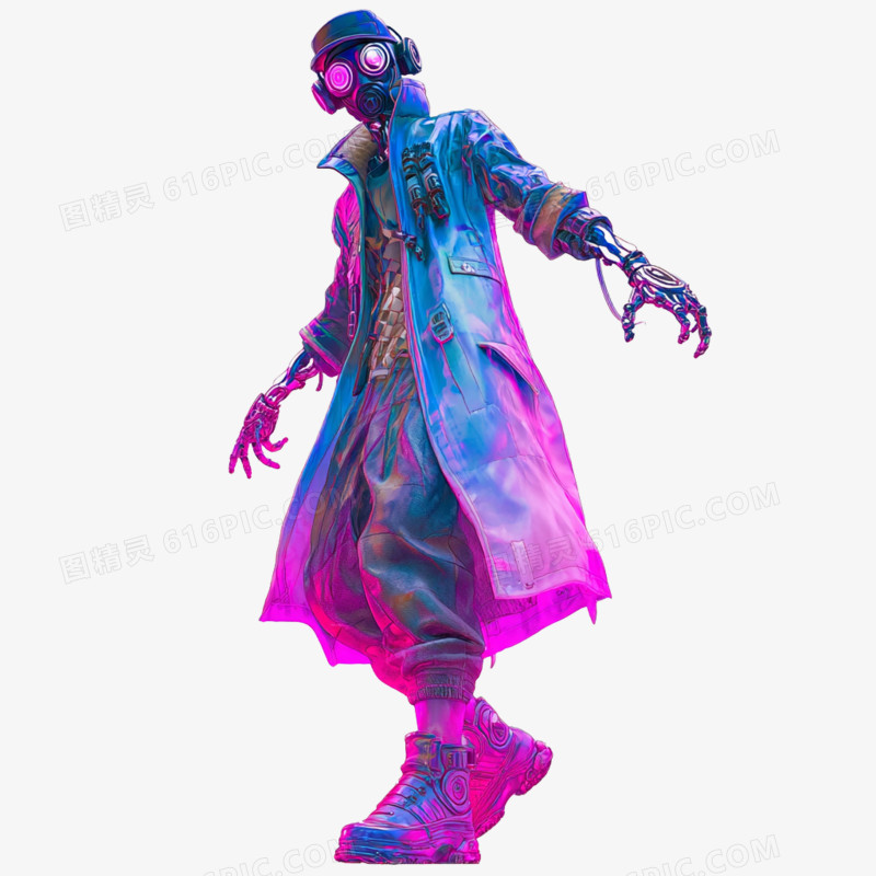 卡通手绘赛博朋克风人物免抠元素