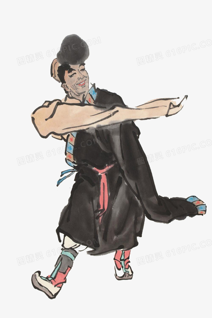 矢量跳舞的藏族男人