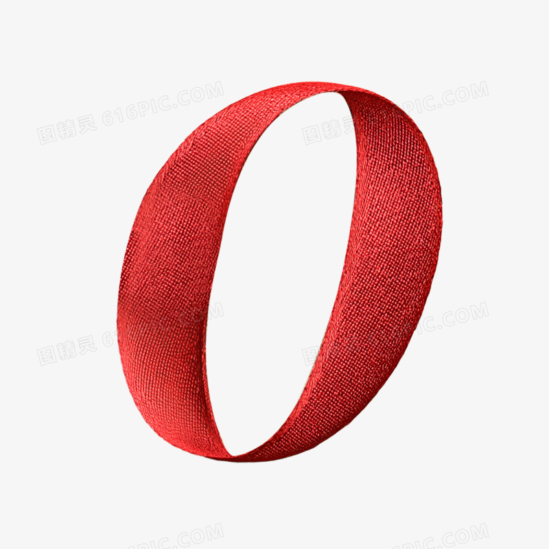 卡通手绘丝带创意数字0免抠元素