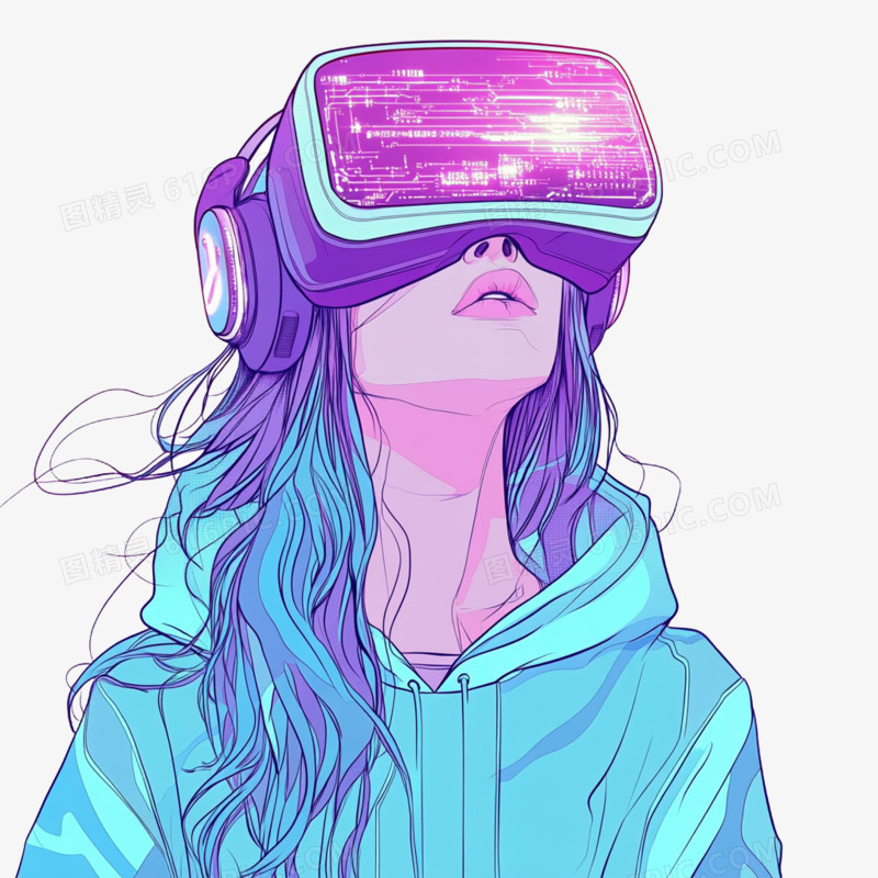 卡通手绘赛博朋克风人物免抠元素