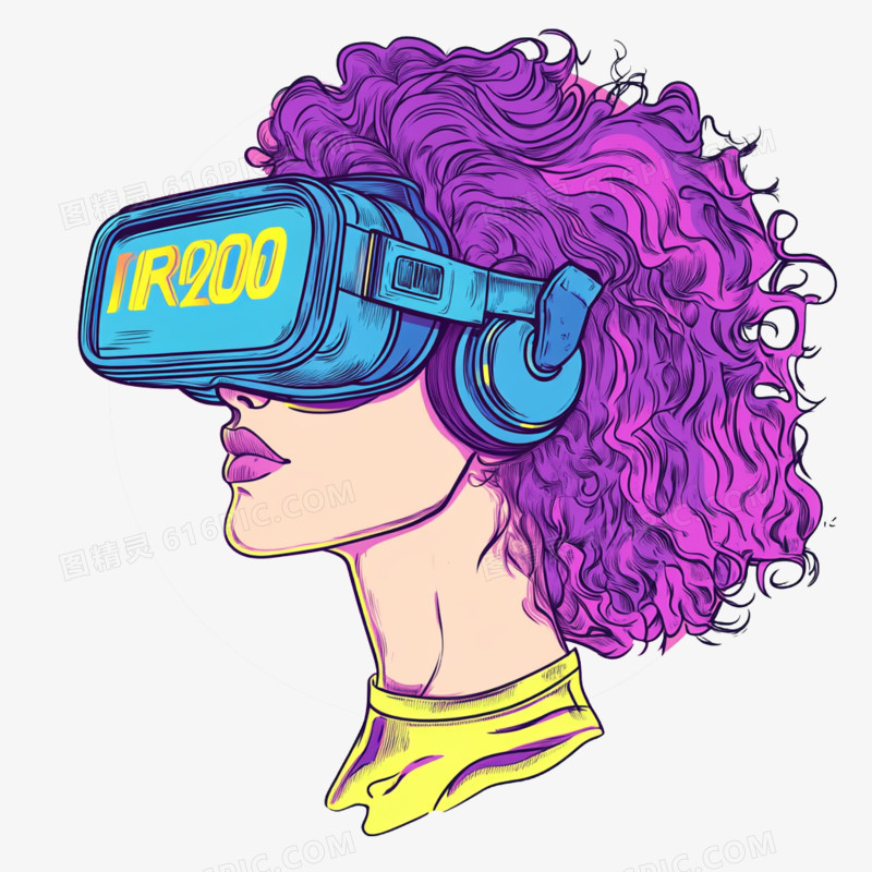 卡通手绘赛博朋克风人物免抠元素