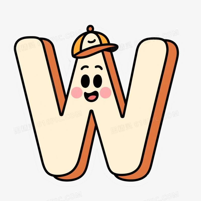 创意卡通英文字母W免抠元素