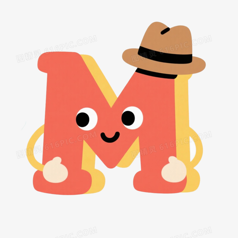 创意卡通英文字母M免抠元素