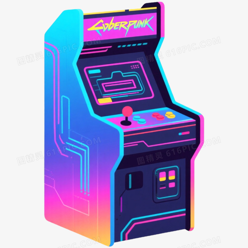 霓虹渐变赛博朋克风格免抠元素