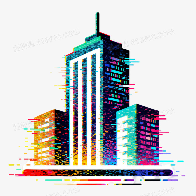 赛博朋克风元素建筑免抠元素