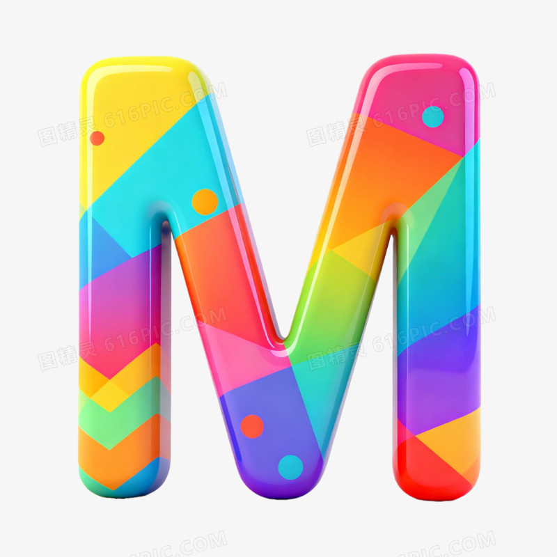彩色创意字母M免抠元素