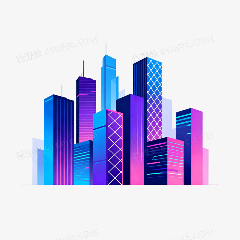 赛博朋克风建筑城市高楼免抠元素