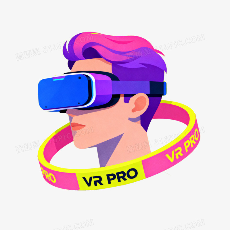 赛博朋克风男性带VR头像免抠元素