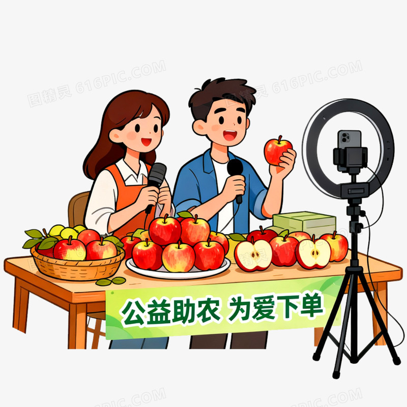 卡通手绘直播带货场景免抠元素