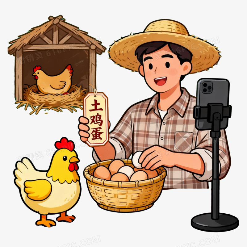 卡通手绘风格直播带货免抠元素