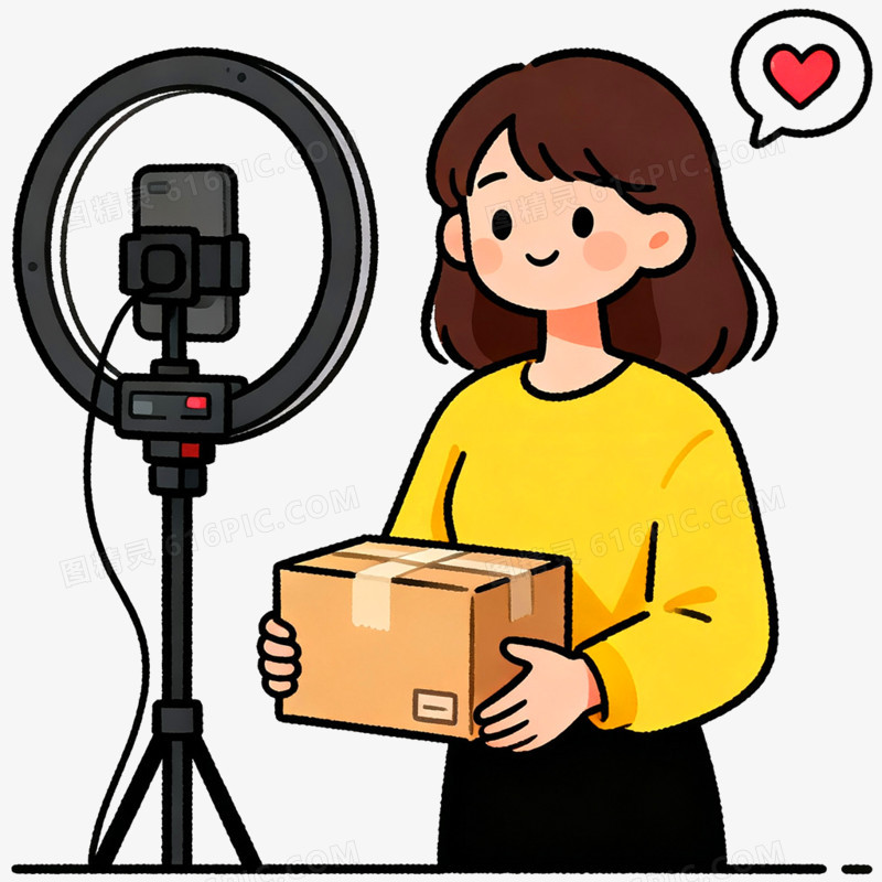 卡通手绘直播带货场景免抠元素