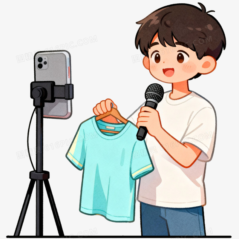 卡通手绘直播带货场景免抠元素