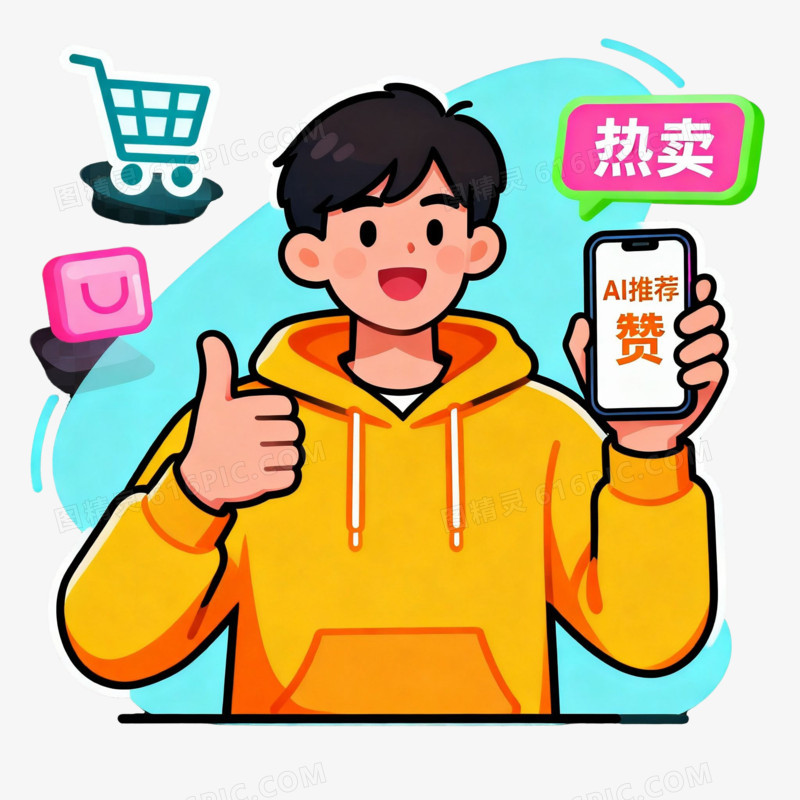 卡通手绘风格直播带货免抠元素