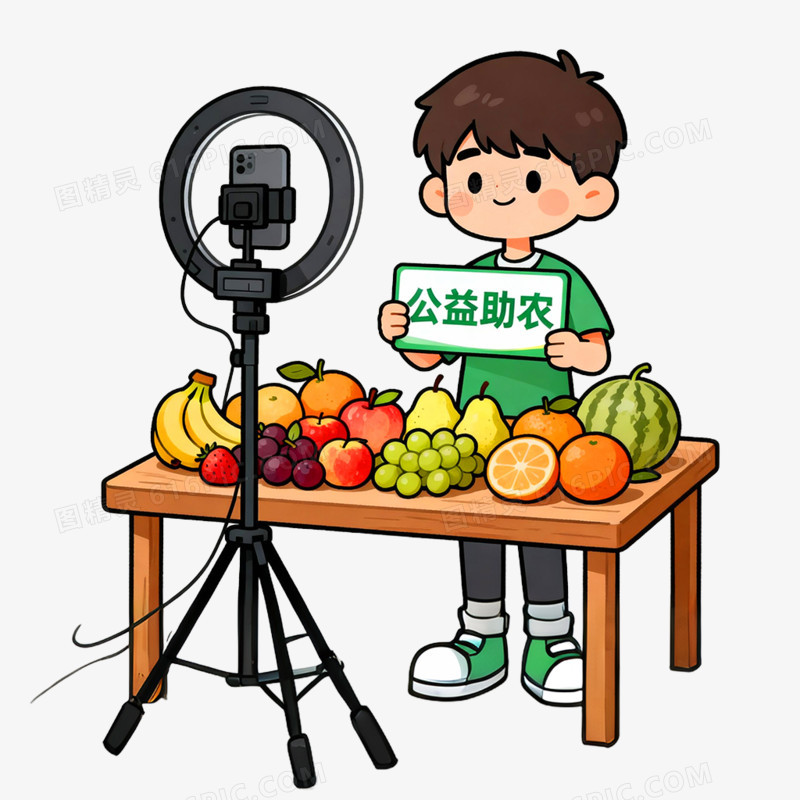 卡通手绘直播带货场景免抠元素