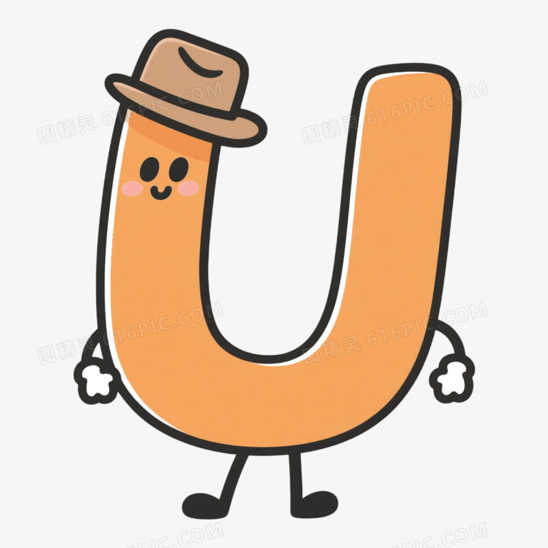 创意卡通英文字母U免抠元素