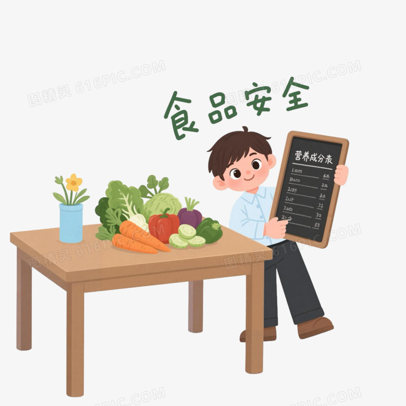 卡通插画风食品安全免抠元素