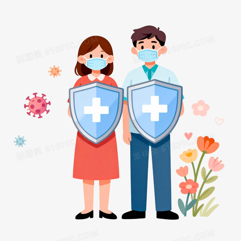 卡通手绘预防流感免抠元素