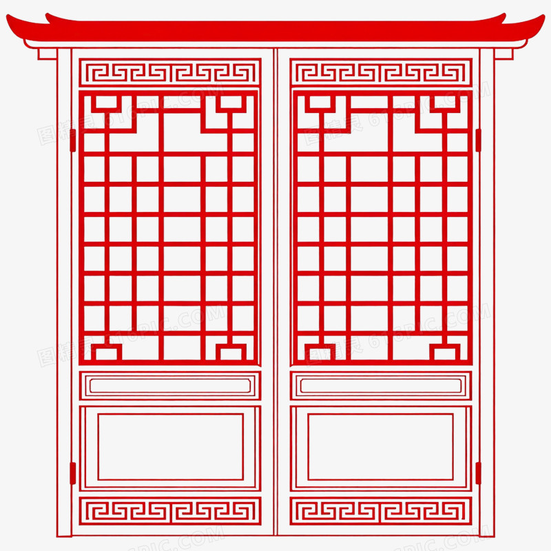 手绘插画古风帷幔帘子竹帘免抠元素