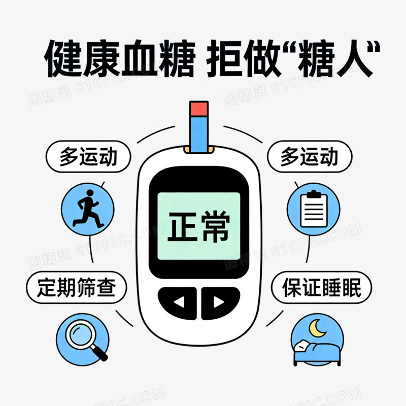 扁平风预防糖尿病健康生活免抠元素