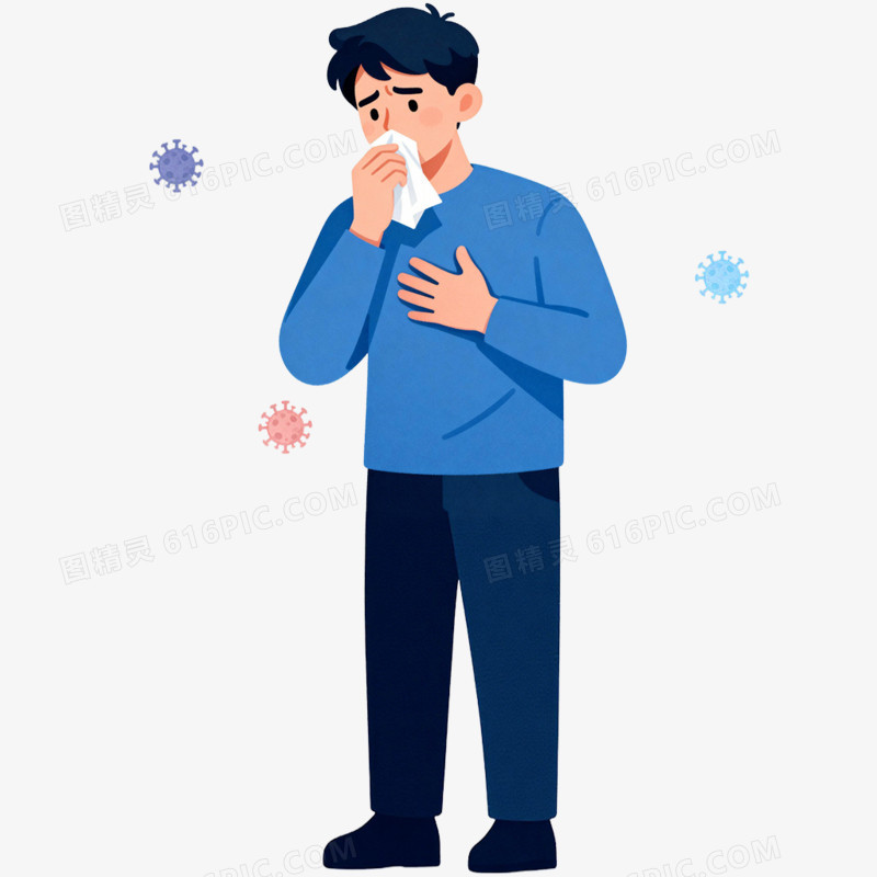 卡通手绘预防流感免抠元素