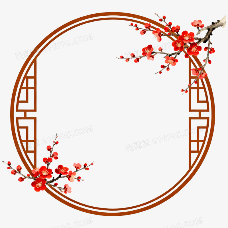 手绘插画国风中式边框免抠元素