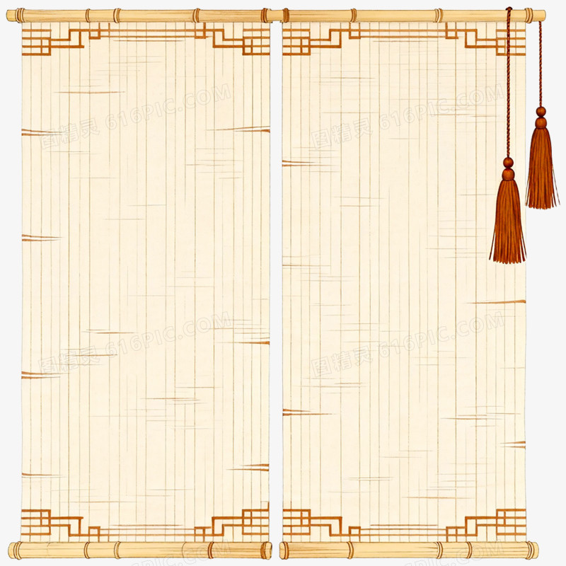 手绘插画古风帷幔帘子竹帘免抠元素