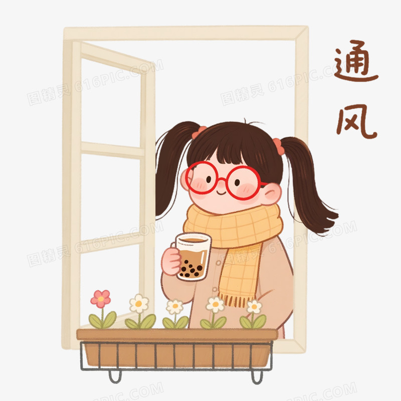 卡通手绘预防流感免抠元素