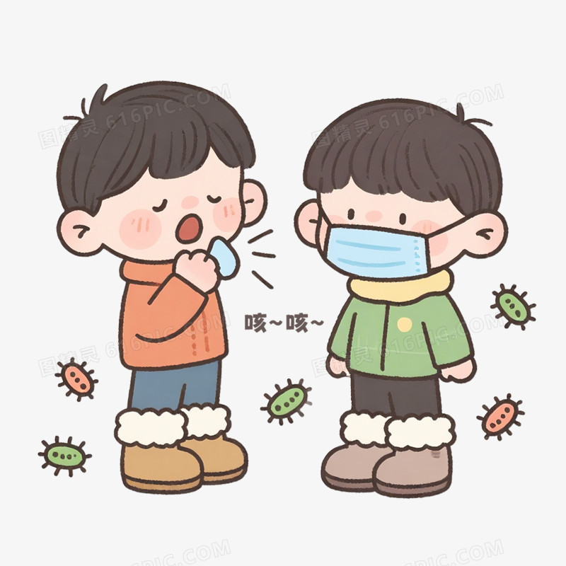 卡通手绘预防流感免抠元素