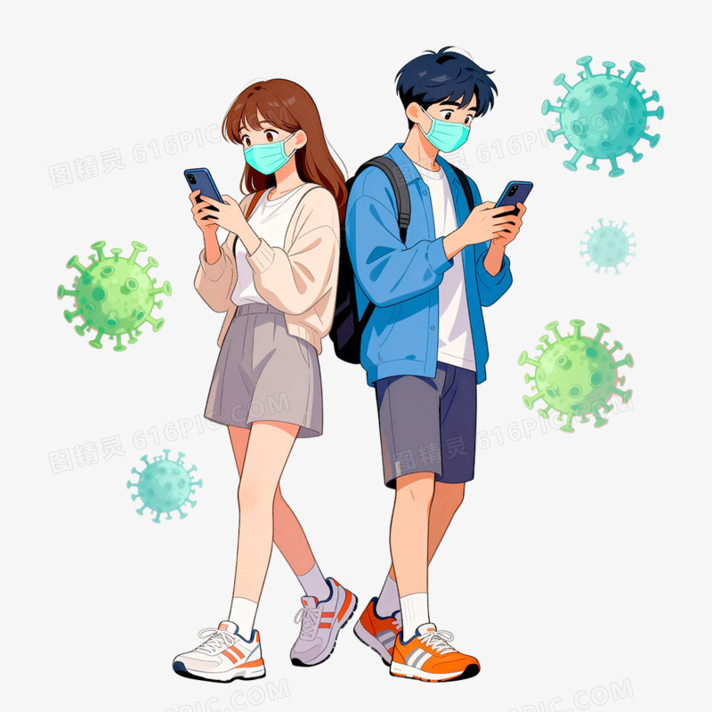 卡通手绘预防流感免抠元素