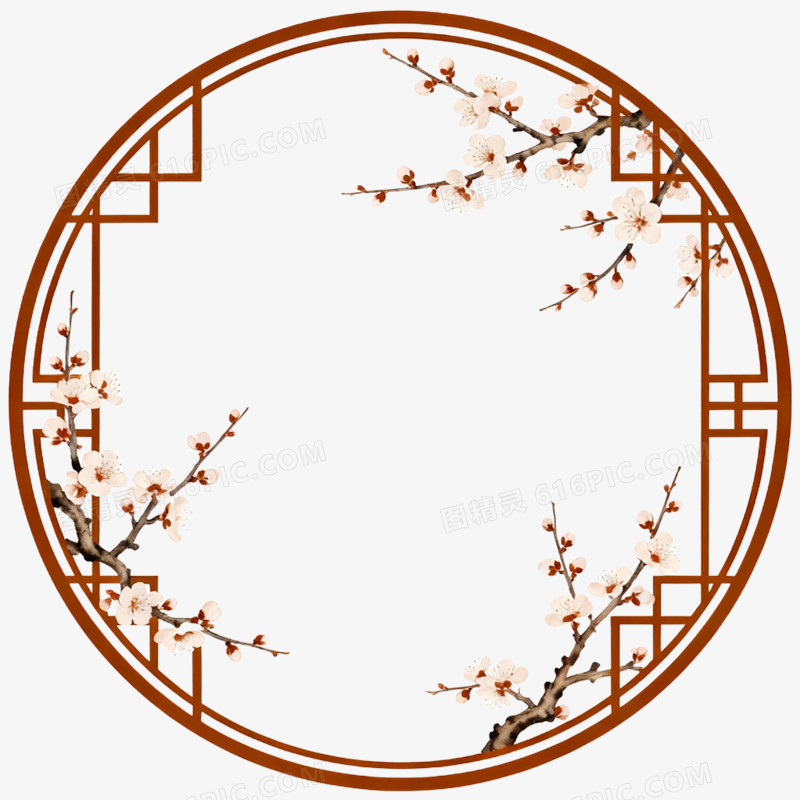 手绘插画国风中式边框免抠元素