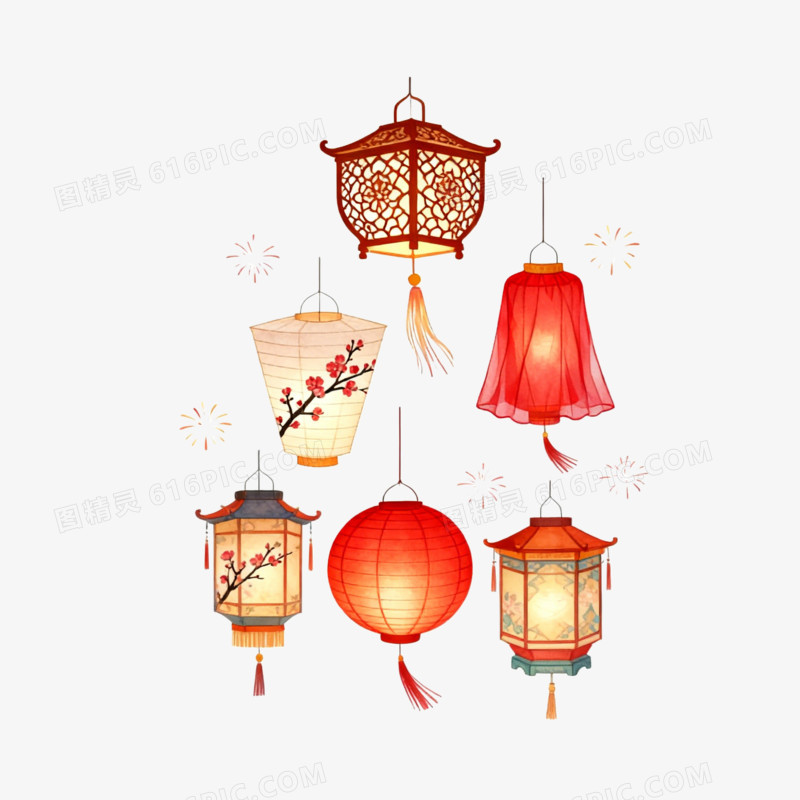 各种花灯猜灯谜ai免抠元素