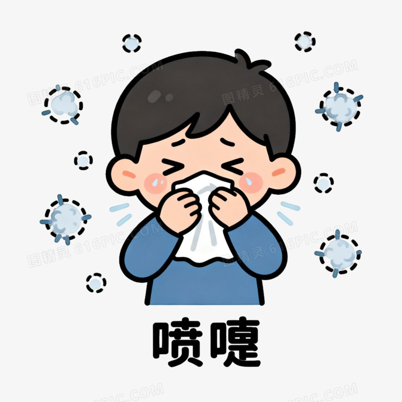 感冒戴口罩打喷嚏ai免抠元素