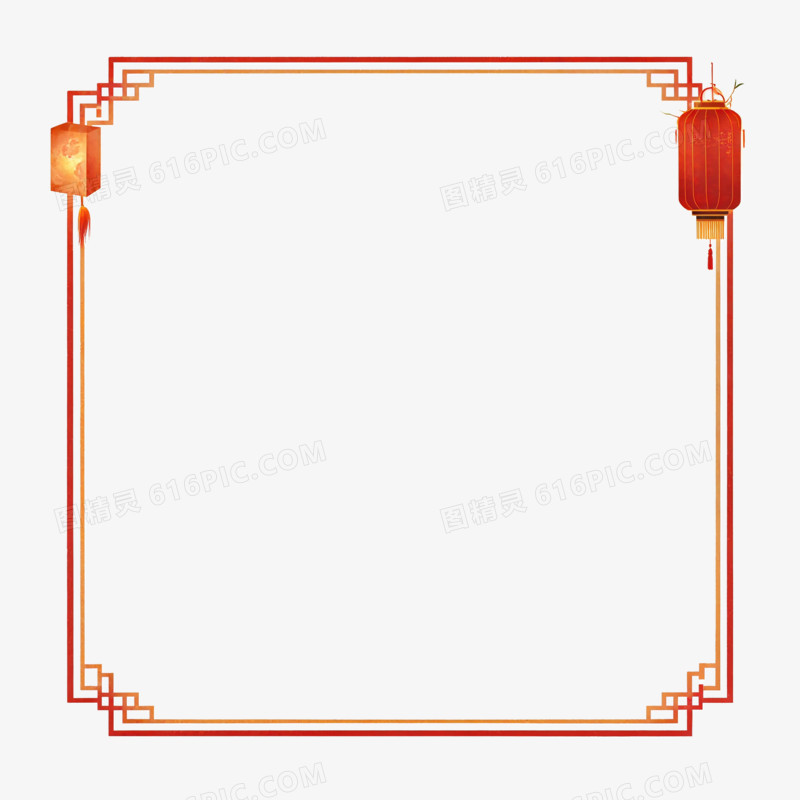 中式红色边框ai免抠元素