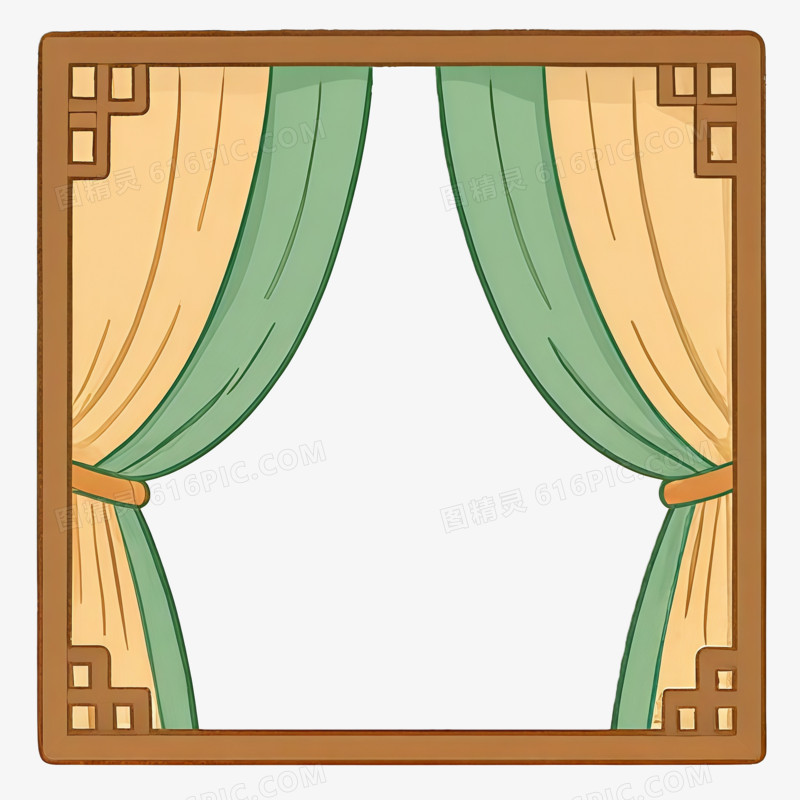 中式屏风边框窗帘ai免抠元素