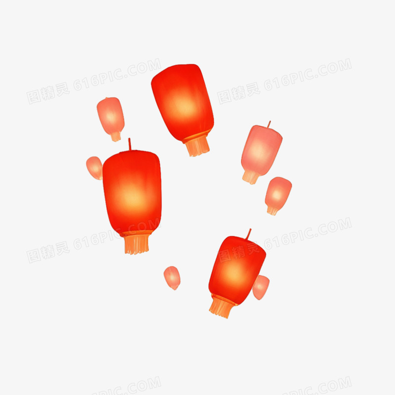 飘扬的红色花灯ai免抠元素